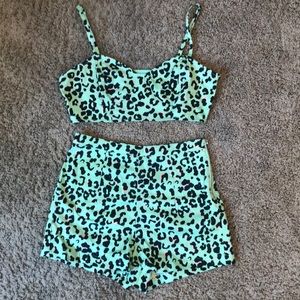 Neon Green Cheetah Print Set